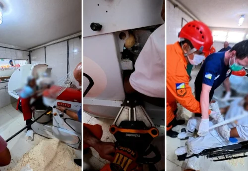 Bombeiros resgatam padeiro com braço preso em batedeira industrial em Gurupi
